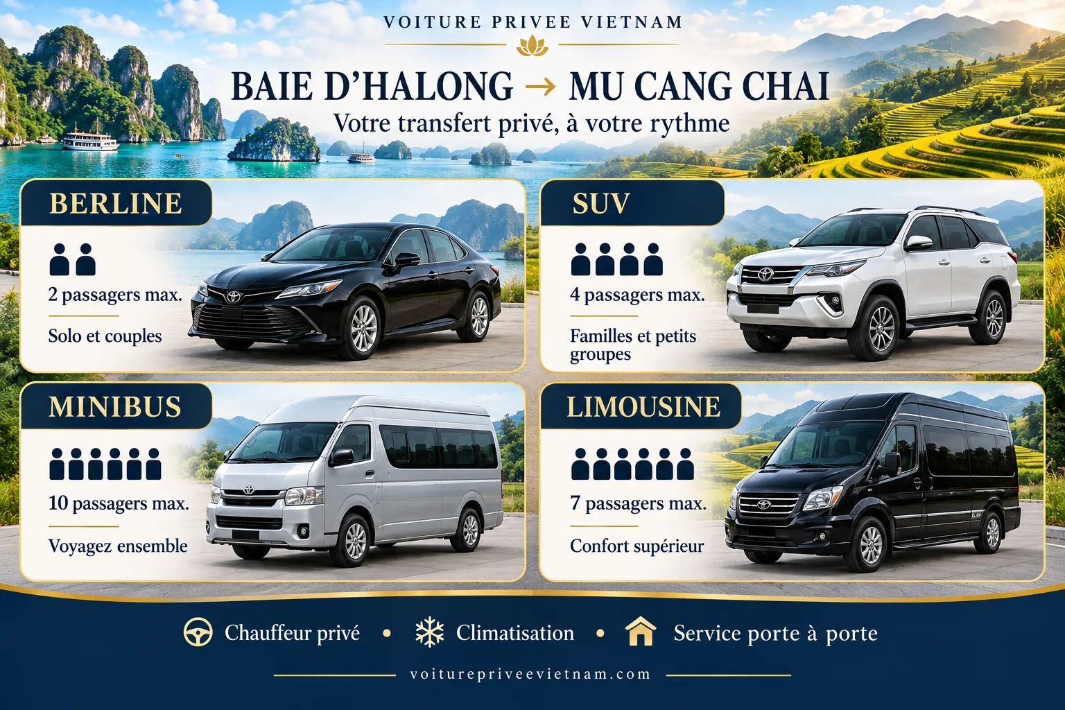 Baie d’Halong À Mu Cang Chai En Voiture Privée - Voiture Privee Vietnam